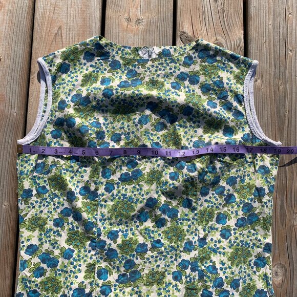 Vintage 50s 60s Floral House Dress Sleeveless Short Cottagecore Loungewear - Picture 12 of 16